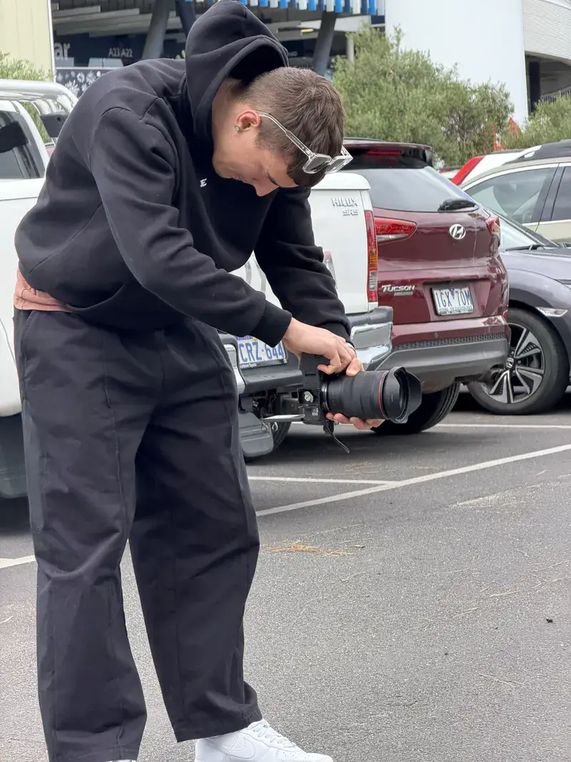Filming a car low to the ground in a Geelong car park