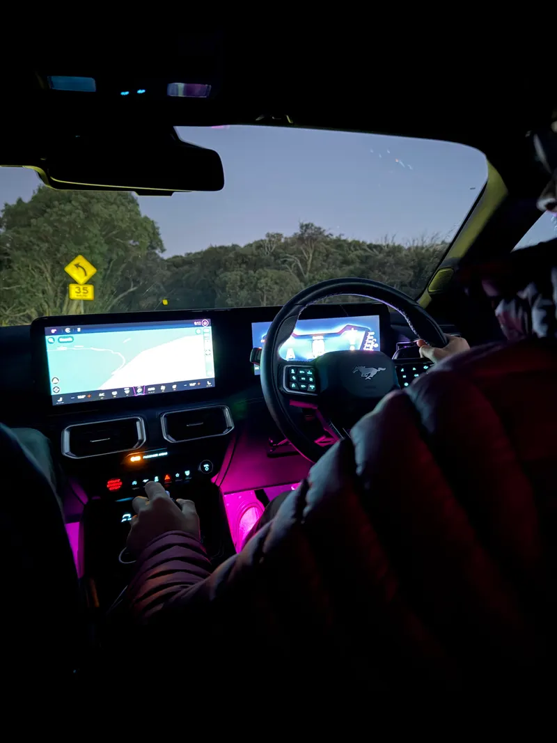 Dashboard lights on a night drive, shot for an automotive client
